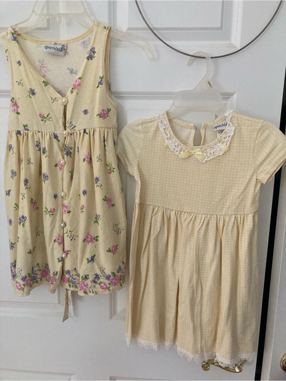Speechless Girls' Yellow Floral Button & Lace Collar Yellow Dress Set size 6